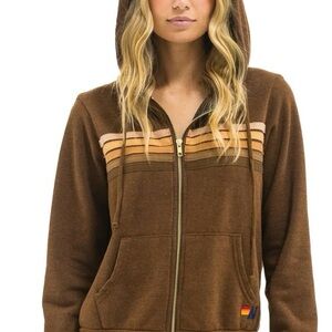 Aviator Nation zipped hoodie in espresso